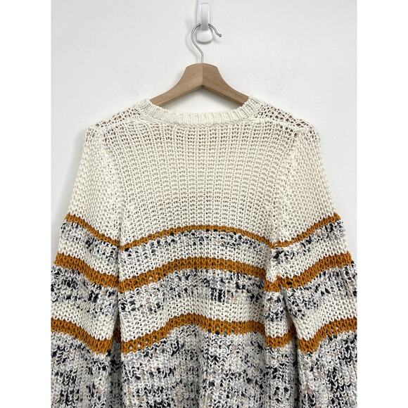 Sezane Clement Jumper Sweater Chunky Textured Knit Balloon Sleeves Stripe - Med - Picture 4 of 12